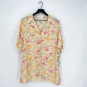 NWT Vintage Jones NY Pastel Cottagecore Floral Button Down Top Size 12